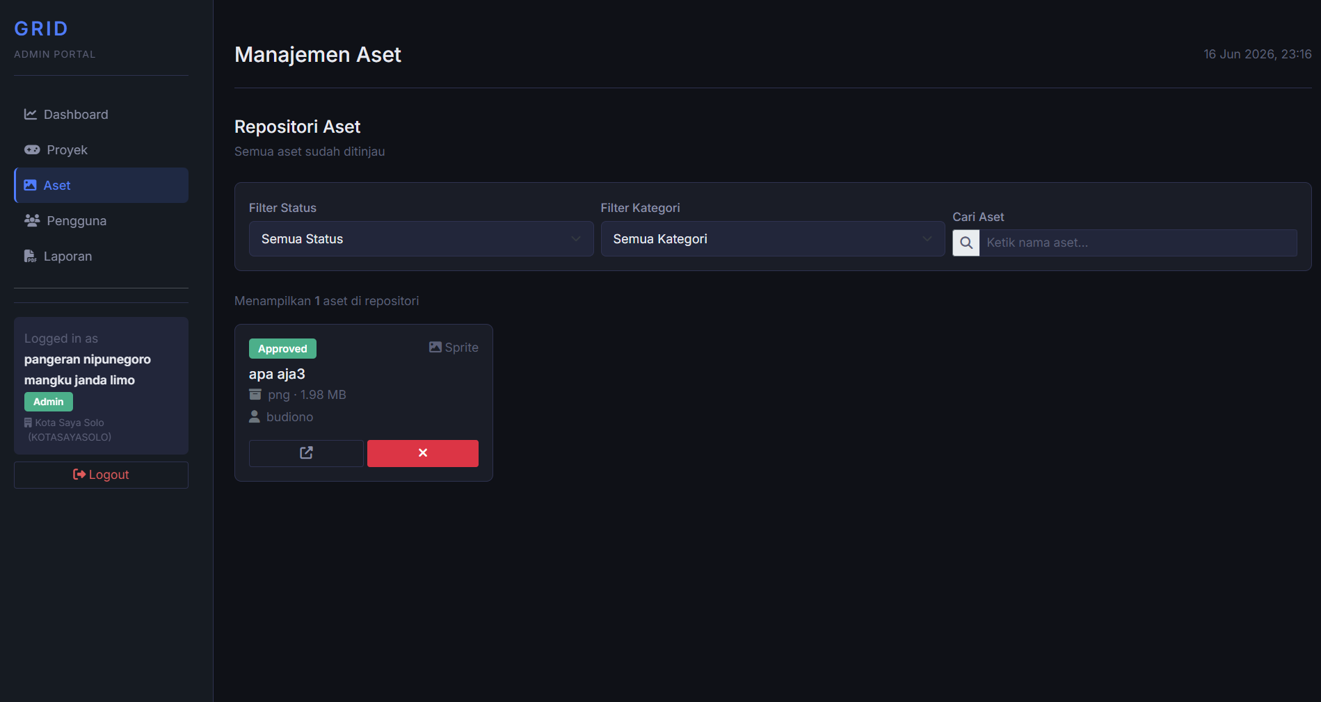 Admin Aset - GRID