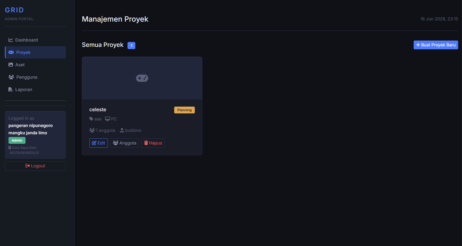 Admin Proyek - GRID