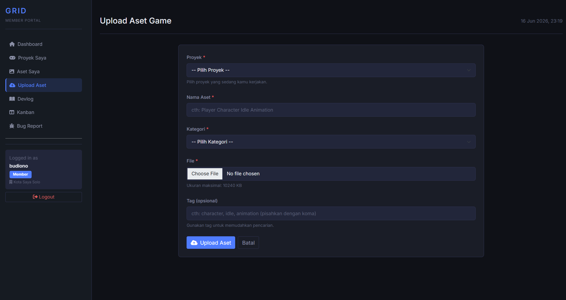 Member Upload Aset - GRID